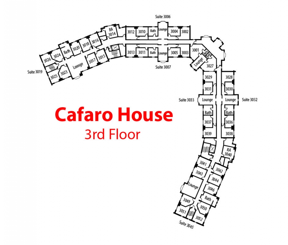 Floorplan of 3rd floor of Cafaro House