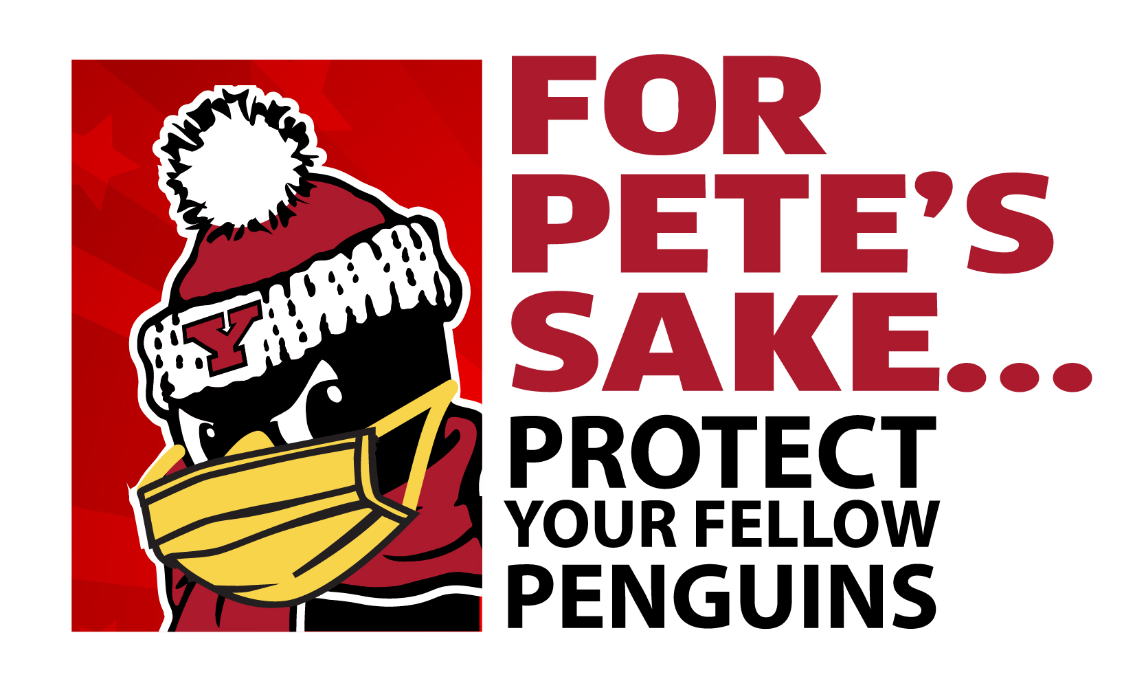 for pete's sake logo (pete in a face covering)