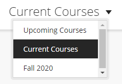 Current courses drop-down menu