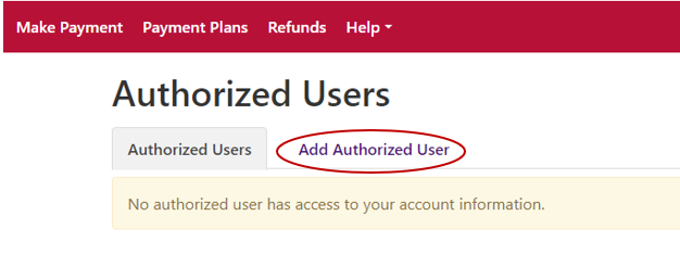 Link to Add a new authorized user