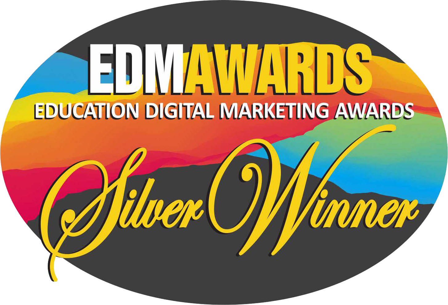 colorful education digital marketing awards badge for silver winners