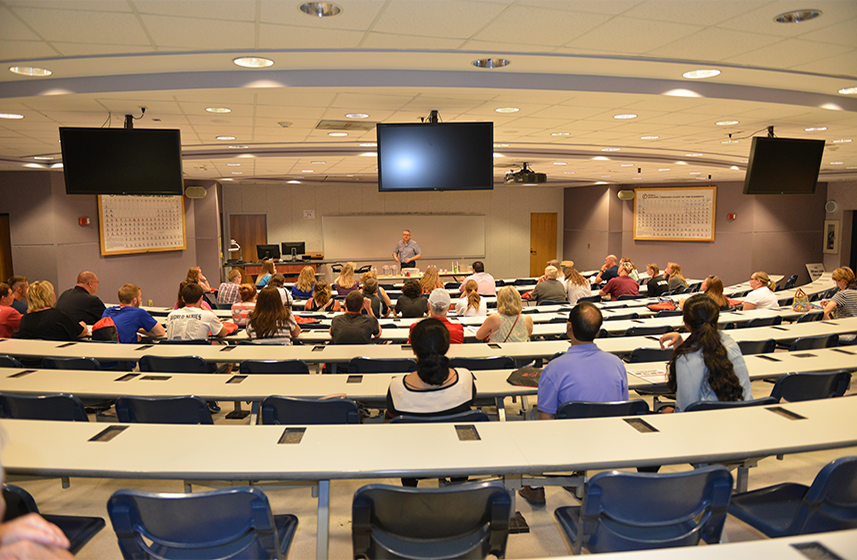 ysu students during class in lecture hall